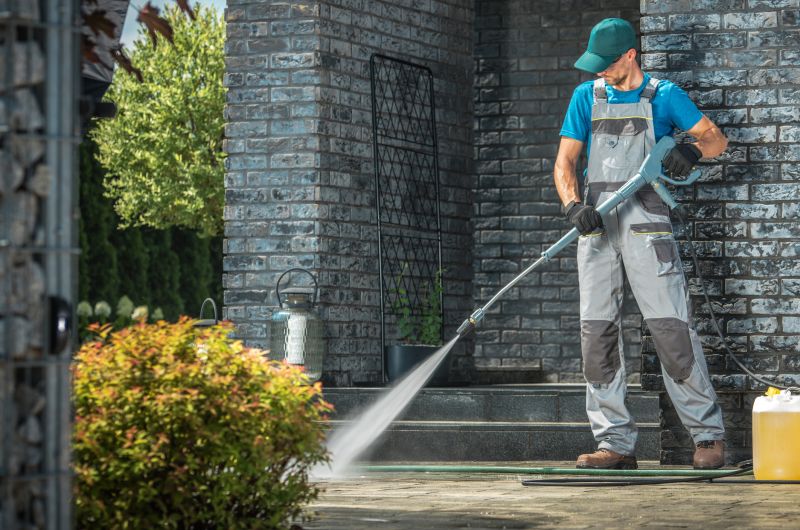 Power washing equipment in use